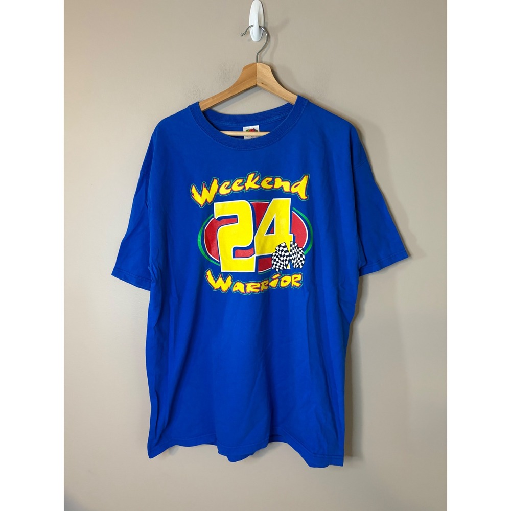 Fruit of the Loom T-Shirt Mens XL Blue Excellent Weekend Warrior 24 Graphic
